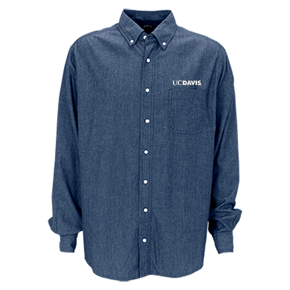 Men's Blue UC Davis Aggies Hudson Denim Long Sleeve Button-Down Shirt