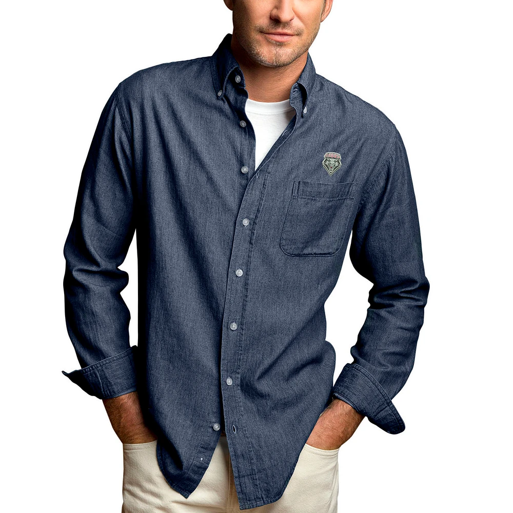 Men's Blue New Mexico Lobos Hudson Denim Long Sleeve Button-Down Shirt