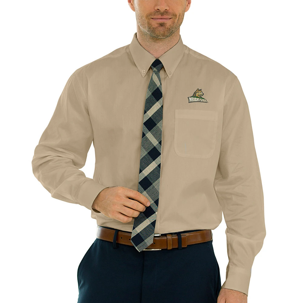 Men's Tan Wright State Raiders Wicked Woven Long Sleeve Button-Down Shirt