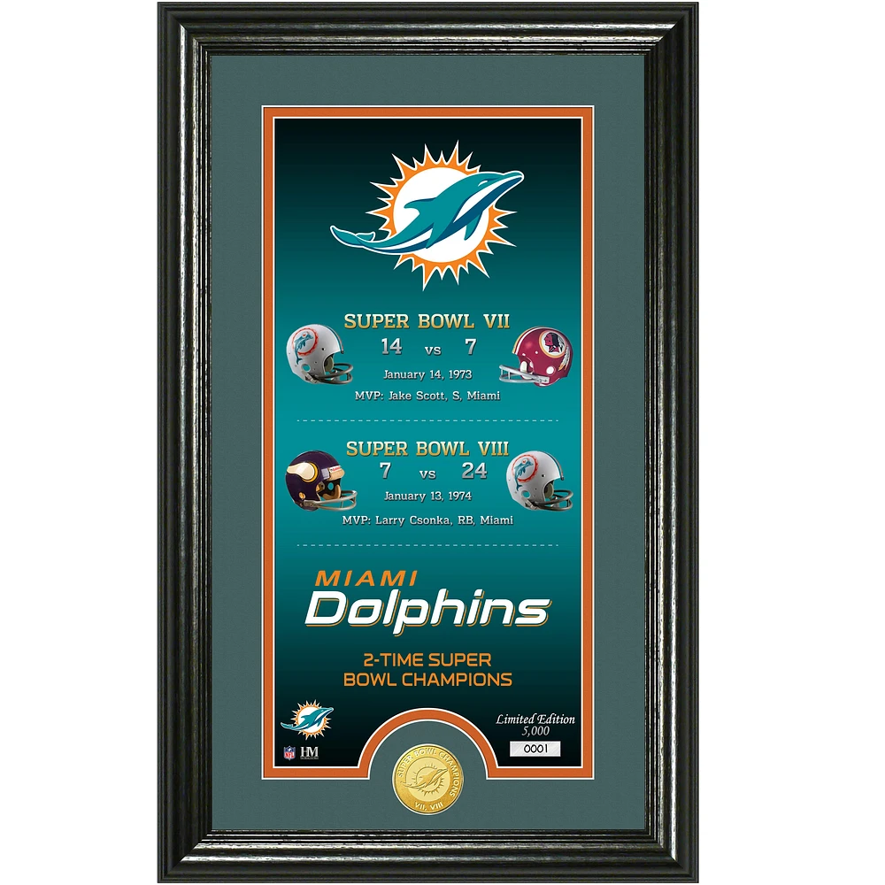 Highland Mint Miami Dolphins Legacy 14" x 21" Photomint