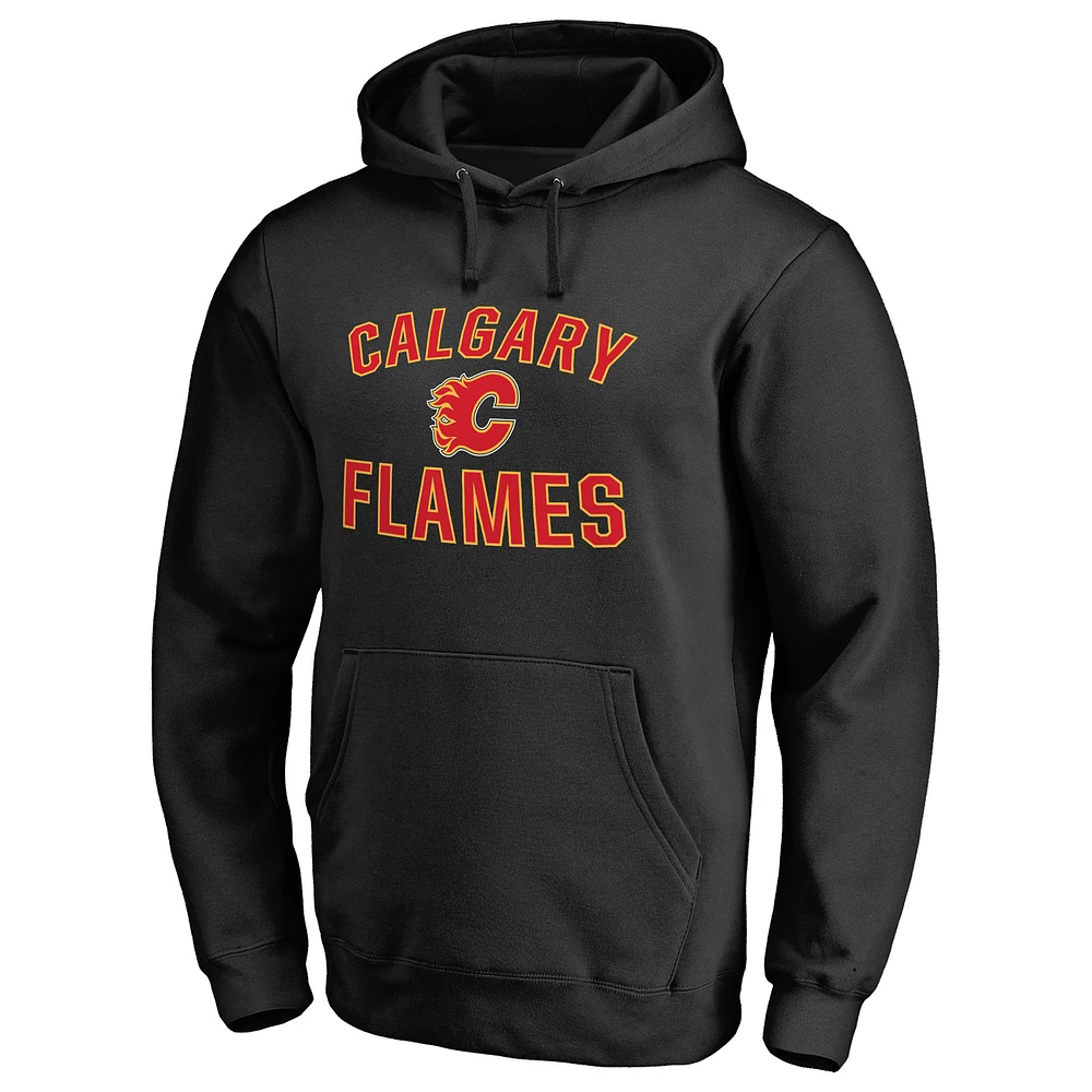 Men's Black Calgary Flames Victory Arch Team Fitted Pullover Hoodie