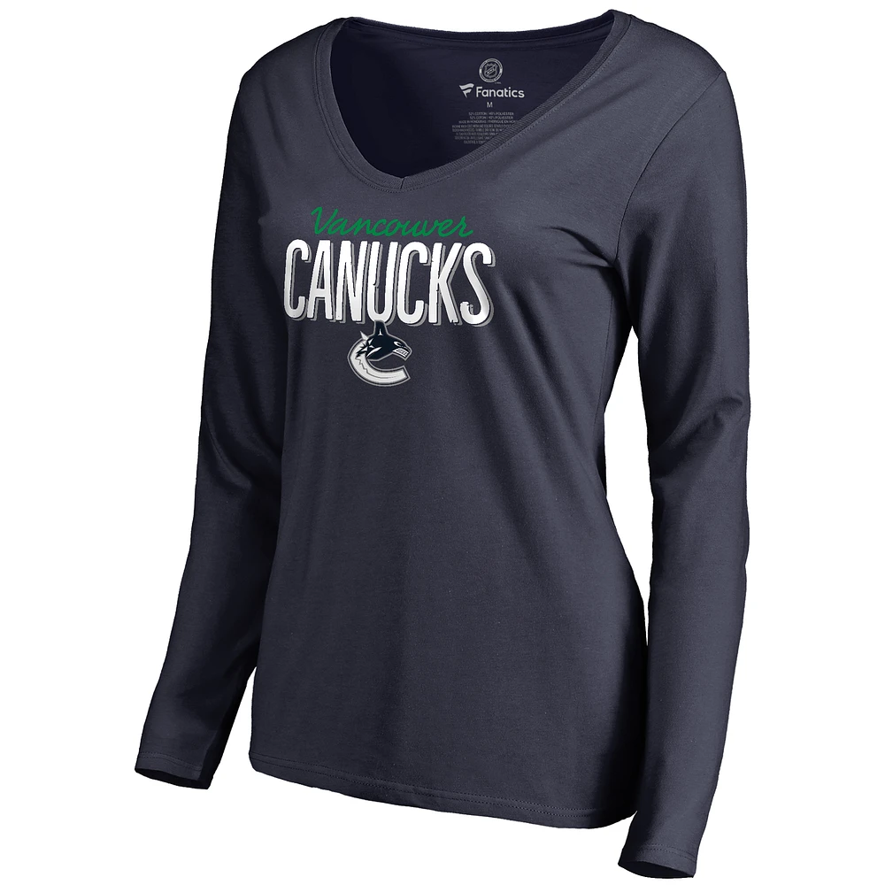 Women's Blue Vancouver Canucks Nostalgia Long Sleeve T-Shirt
