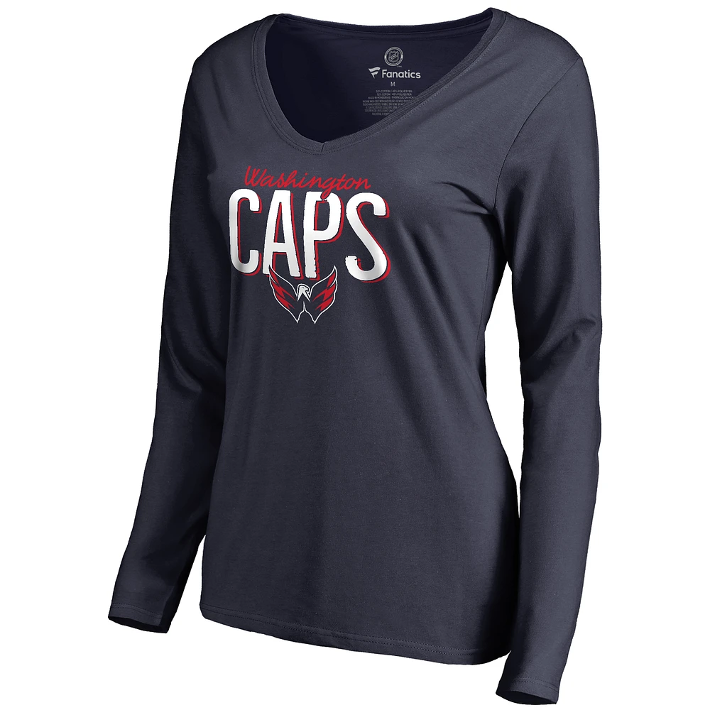 Women's Navy Washington Capitals Nostalgia Long Sleeve T-Shirt