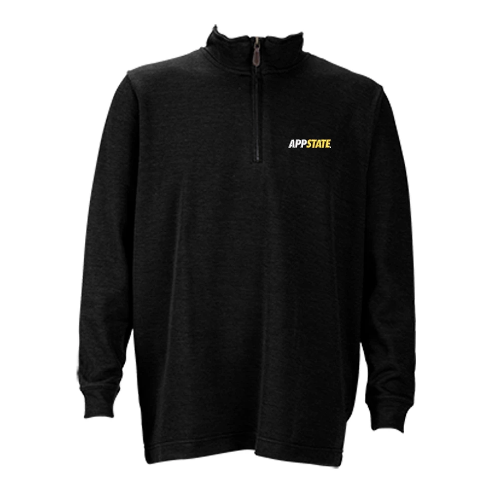 Men's Black Appalachian State Mountaineers Flat-Back Rib 1/4-Zip Pullover Sweater