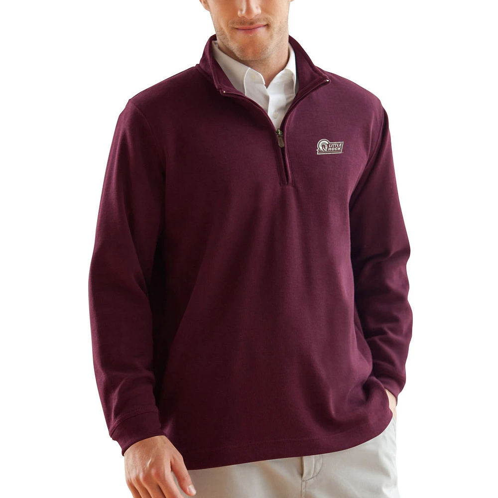 Men's Maroon Arkansas Little Rock Trojans Flat-Back Rib 1/4-Zip Pullover Sweater