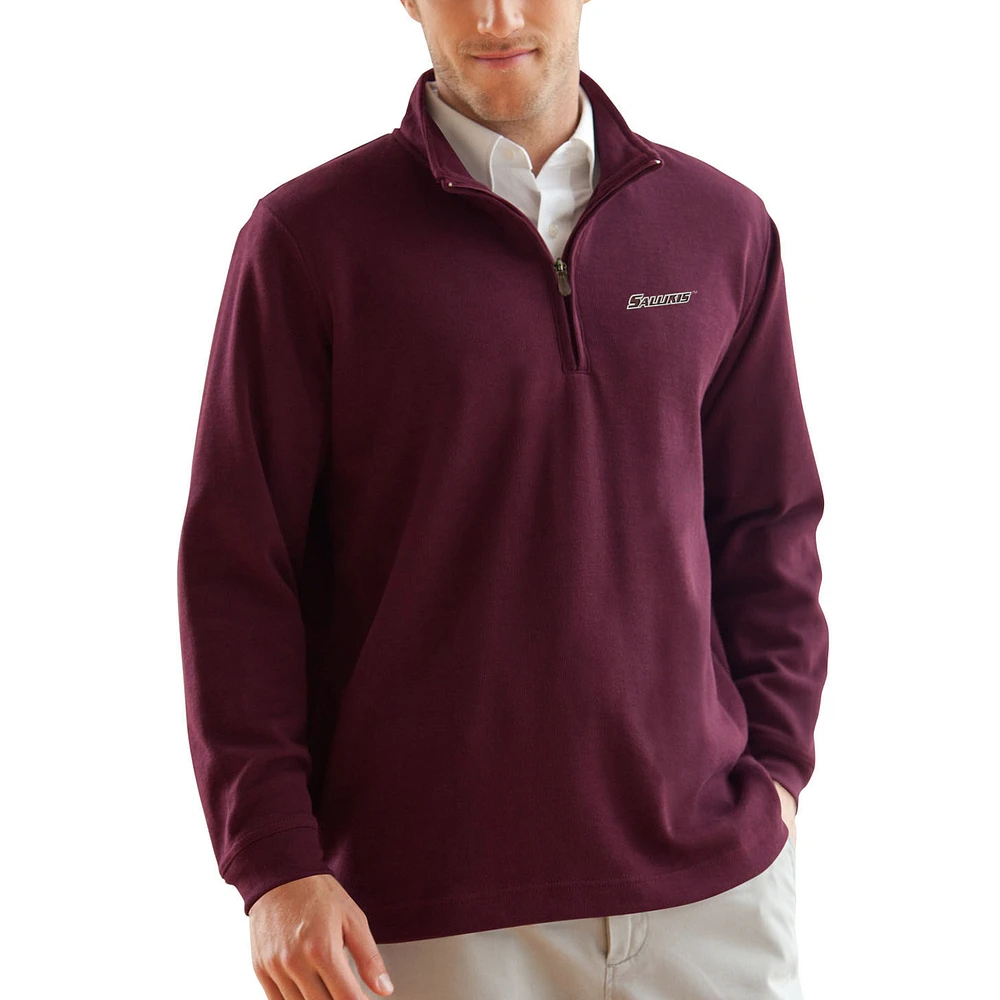 Men's Maroon Southern Illinois Salukis Flat-Back Rib 1/4-Zip Pullover Sweater