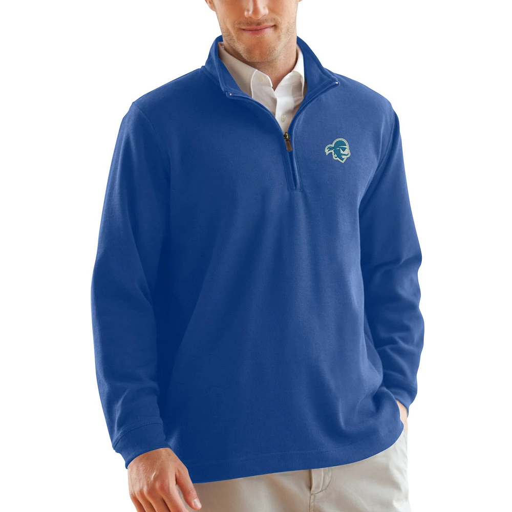 Men's Royal Seton Hall Pirates Flat-Back Rib 1/4-Zip Pullover Sweater
