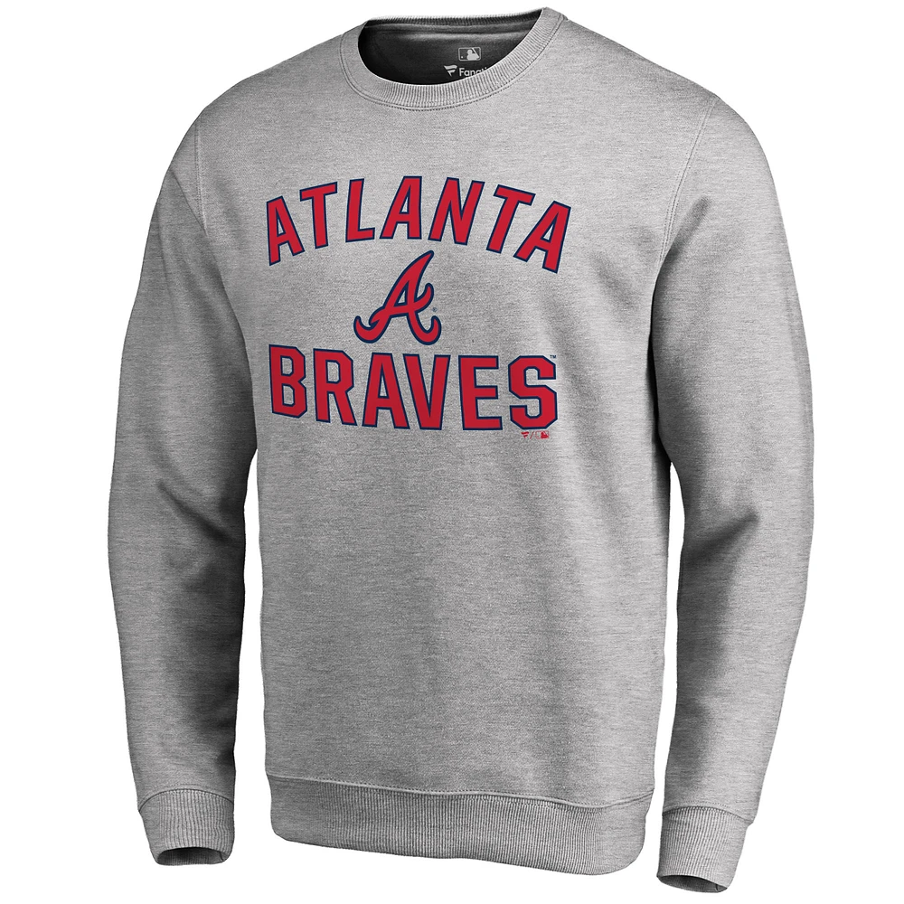 Men's Ash Atlanta Braves Victory Arch Pullover Sweatshirt