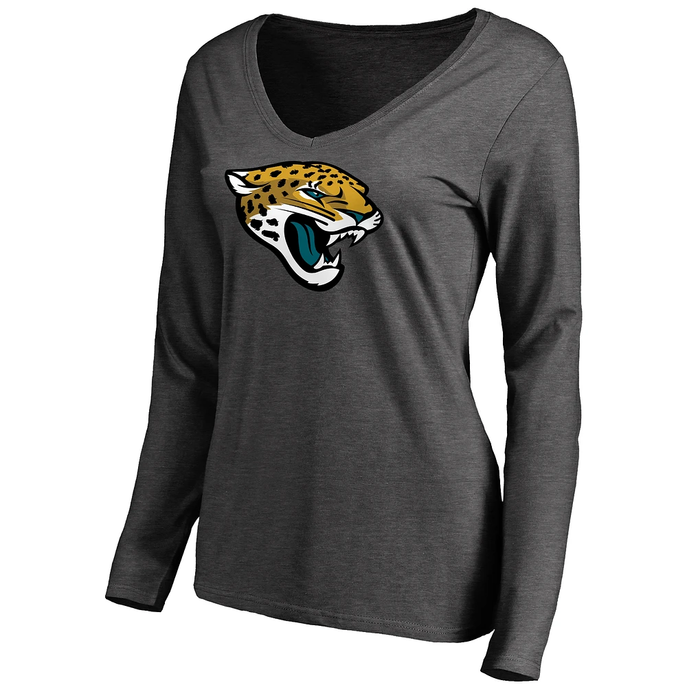 Women's Heathered Gray Jacksonville Jaguars Team Logo Long Sleeve T-Shirt