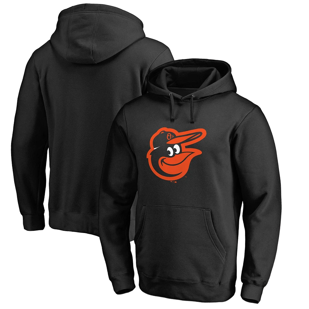Men's Black Baltimore Orioles Official Logo Fitted Pullover Hoodie