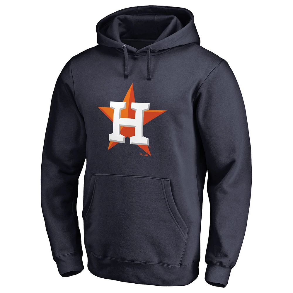 Men's Navy Houston Astros Official Logo Fitted Pullover Hoodie