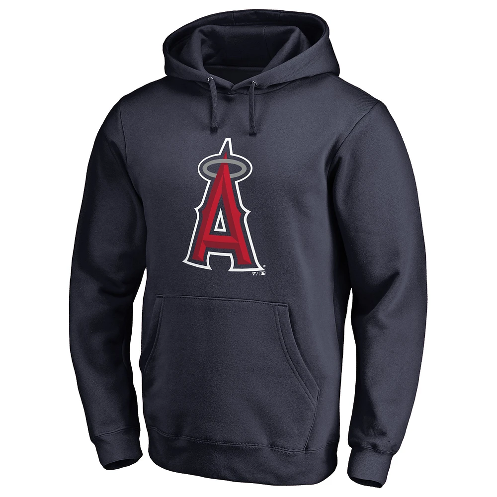 Men's Navy Los Angeles Angels Official Logo Fitted Pullover Hoodie