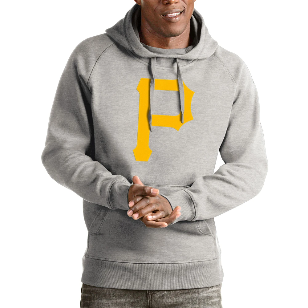 Men's Antigua Heathered Gray Pittsburgh Pirates Victory Pullover Hoodie