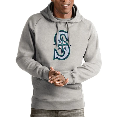 Men's Antigua Heathered Gray Seattle Mariners Victory Pullover Hoodie
