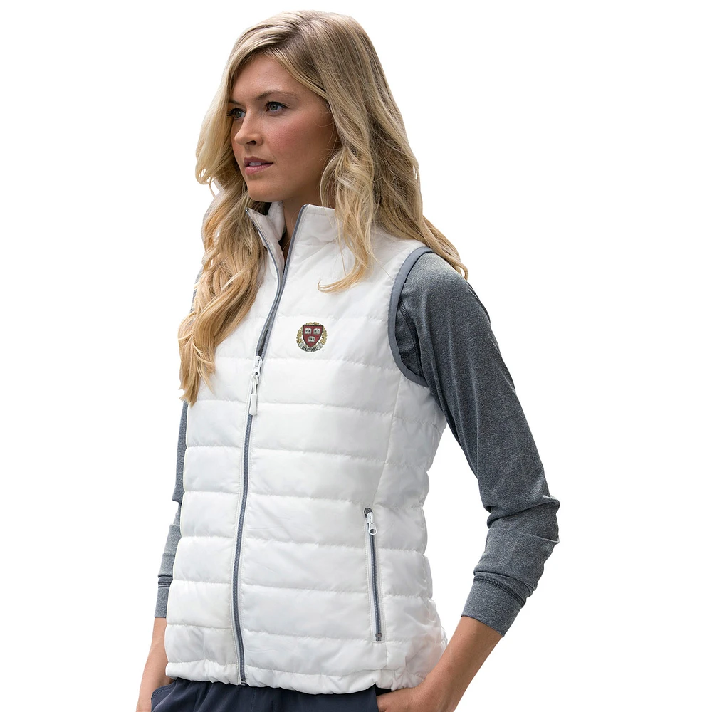 Women's White Harvard Crimson Apex Compressible Quilted Vest