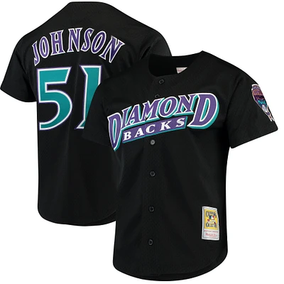 Men's Mitchell & Ness Randy Johnson Black Arizona Diamondbacks Cooperstown Collection Mesh Batting Practice Button-Up Jersey