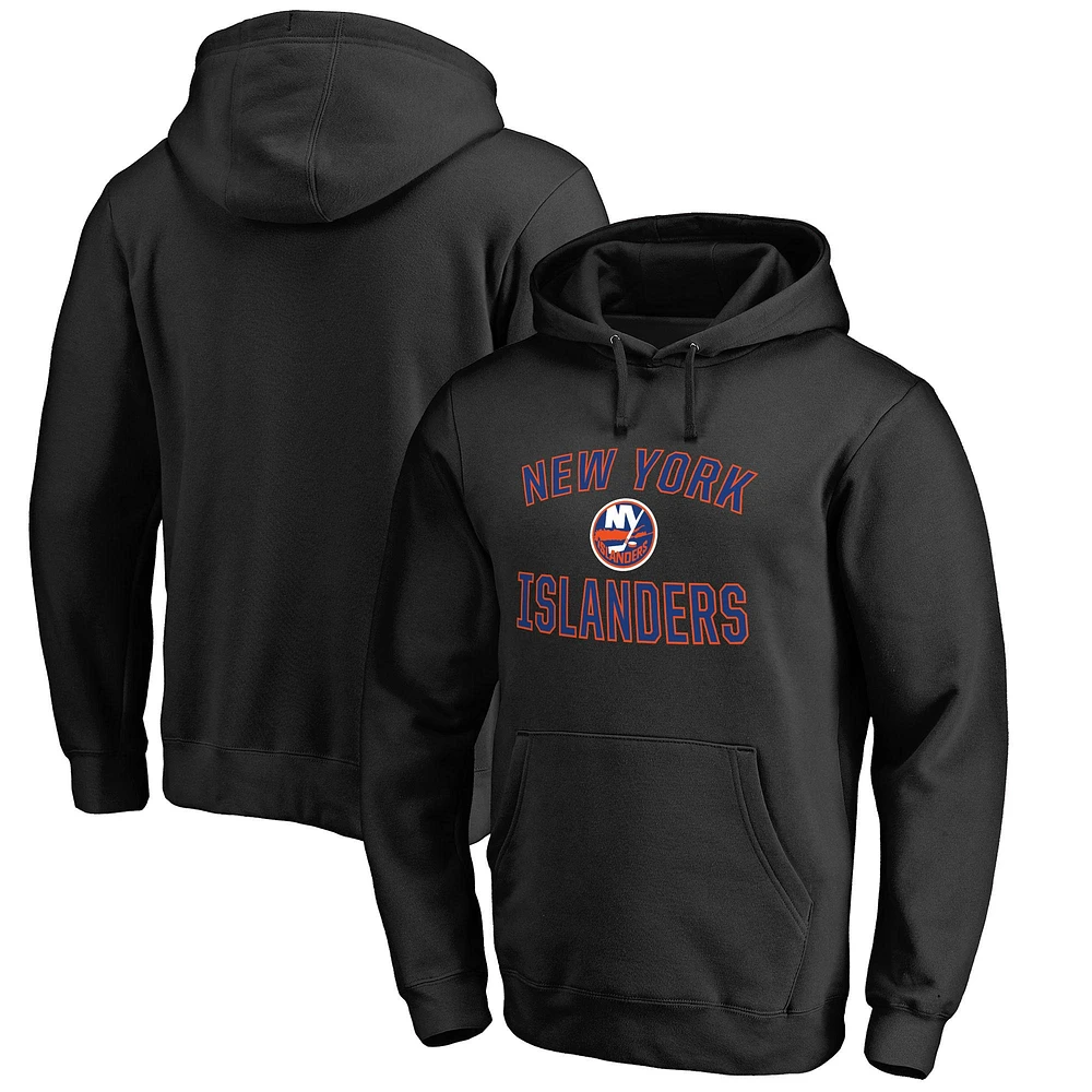 Men's Black New York Islanders Victory Arch Fitted Pullover Hoodie