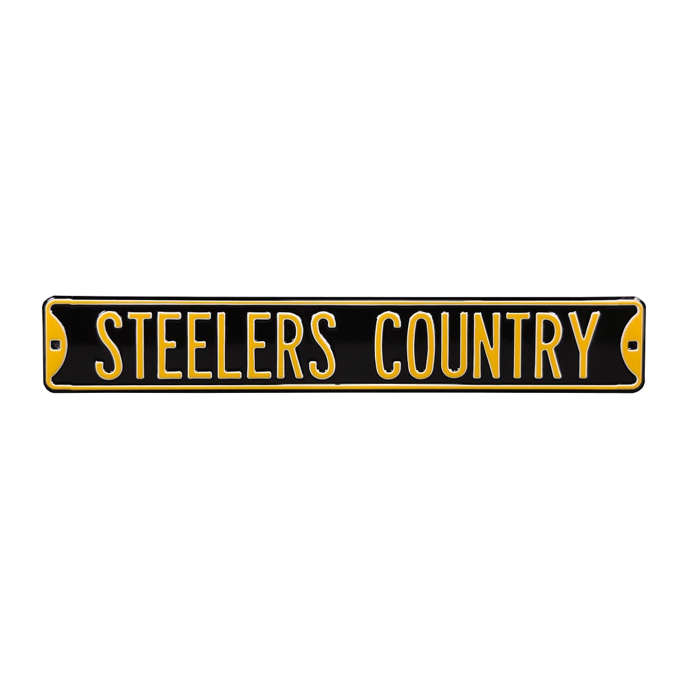 Black Pittsburgh Steelers Country 6" x 36" Steel Street Sign