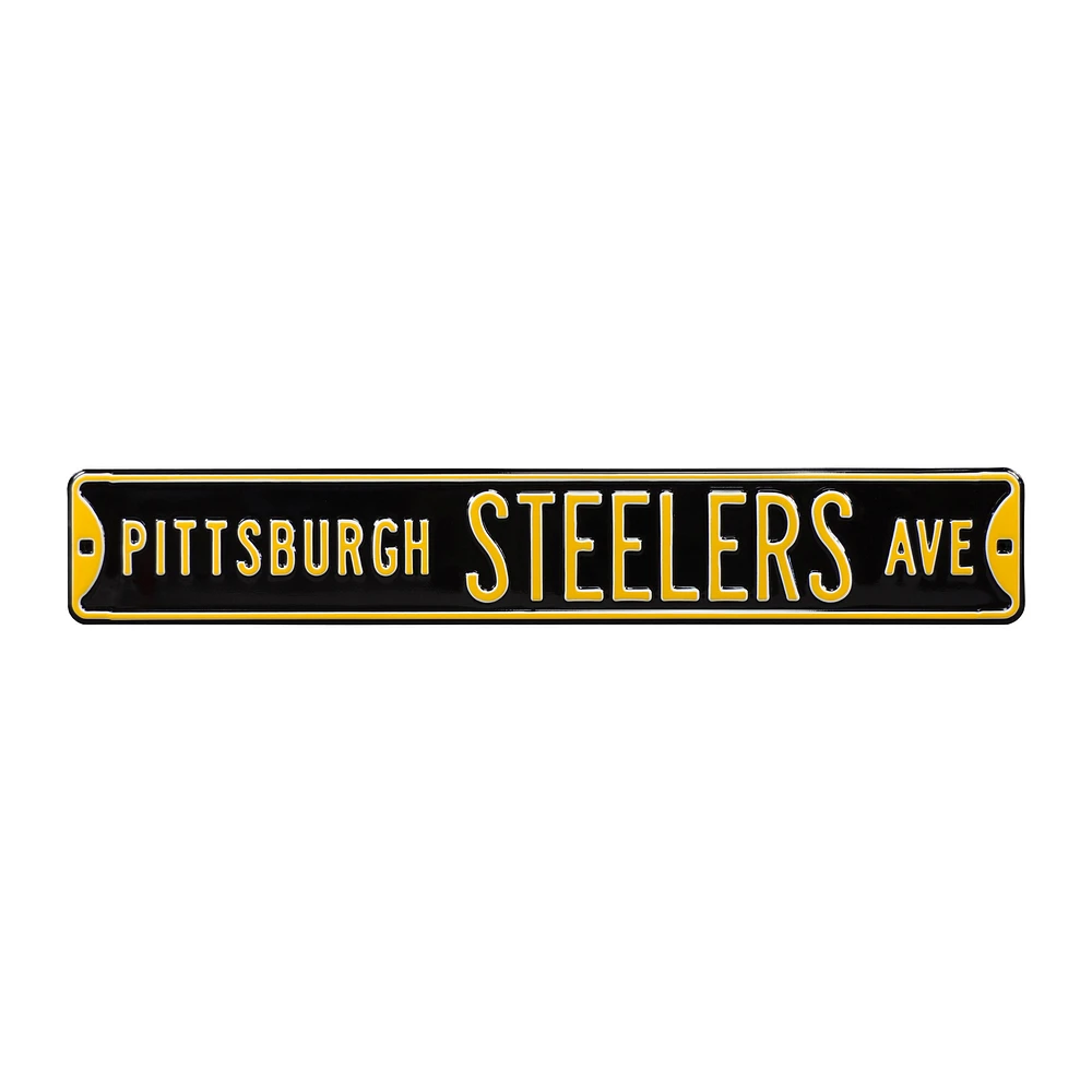 Black Pittsburgh Steelers 6" x 36" Steel Street Sign