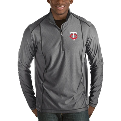 Men's Antigua Heathered Charcoal Minnesota Twins Tempo Half-Zip Pullover Jacket