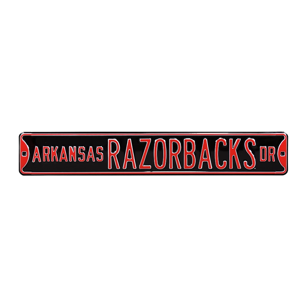 Black Arkansas Razorbacks 6" x 36" College Ave Street Sign