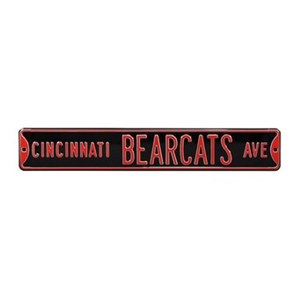 Black Cincinnati Bearcats 6" x 36" College Ave Street Sign