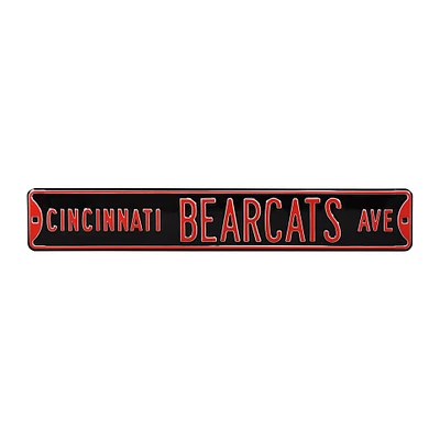 Black Cincinnati Bearcats 6" x 36" College Ave Street Sign
