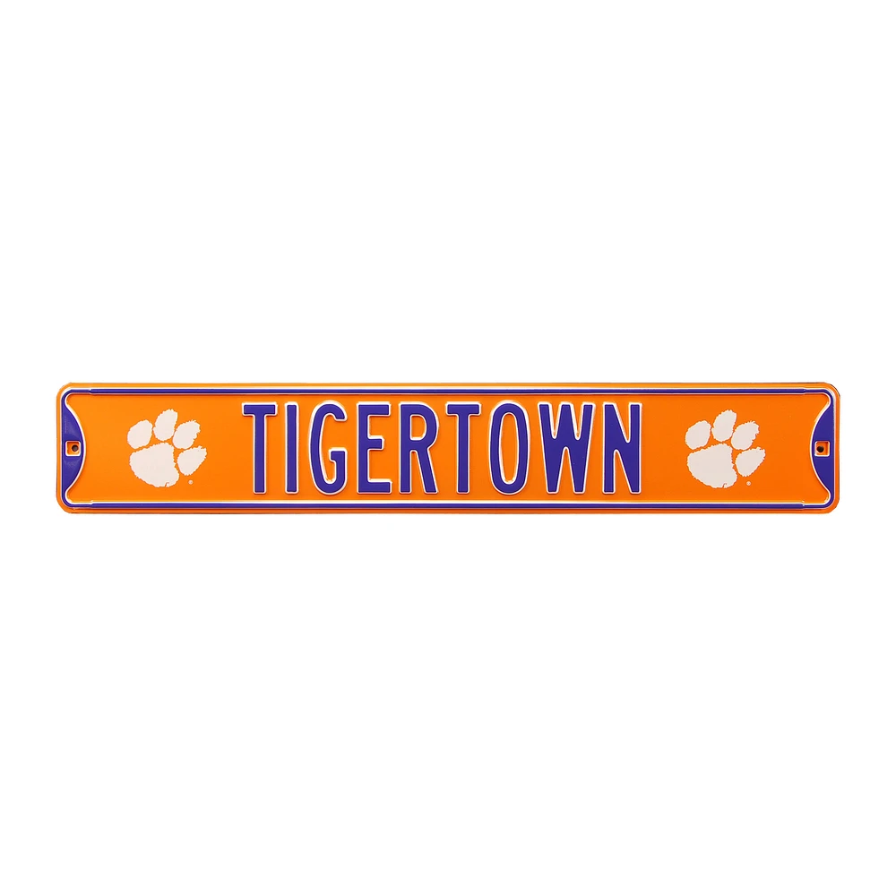 Orange Clemson Tigers 6" x 36" College Ave Embossed Street Sign