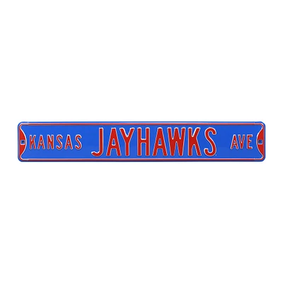 Blue Kansas Jayhawks 6" x 36" College Ave Street Sign