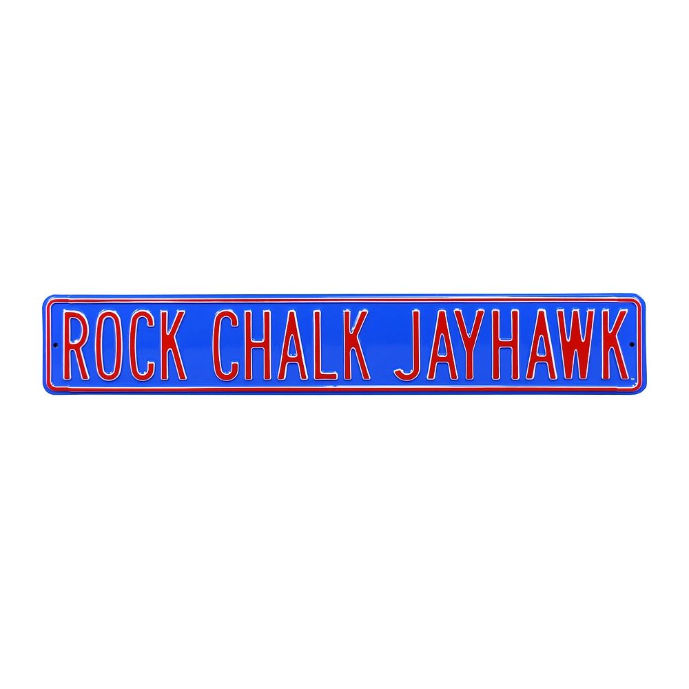 Blue Kansas Jayhawks 6" x 36" College Ave Embossed Street Sign