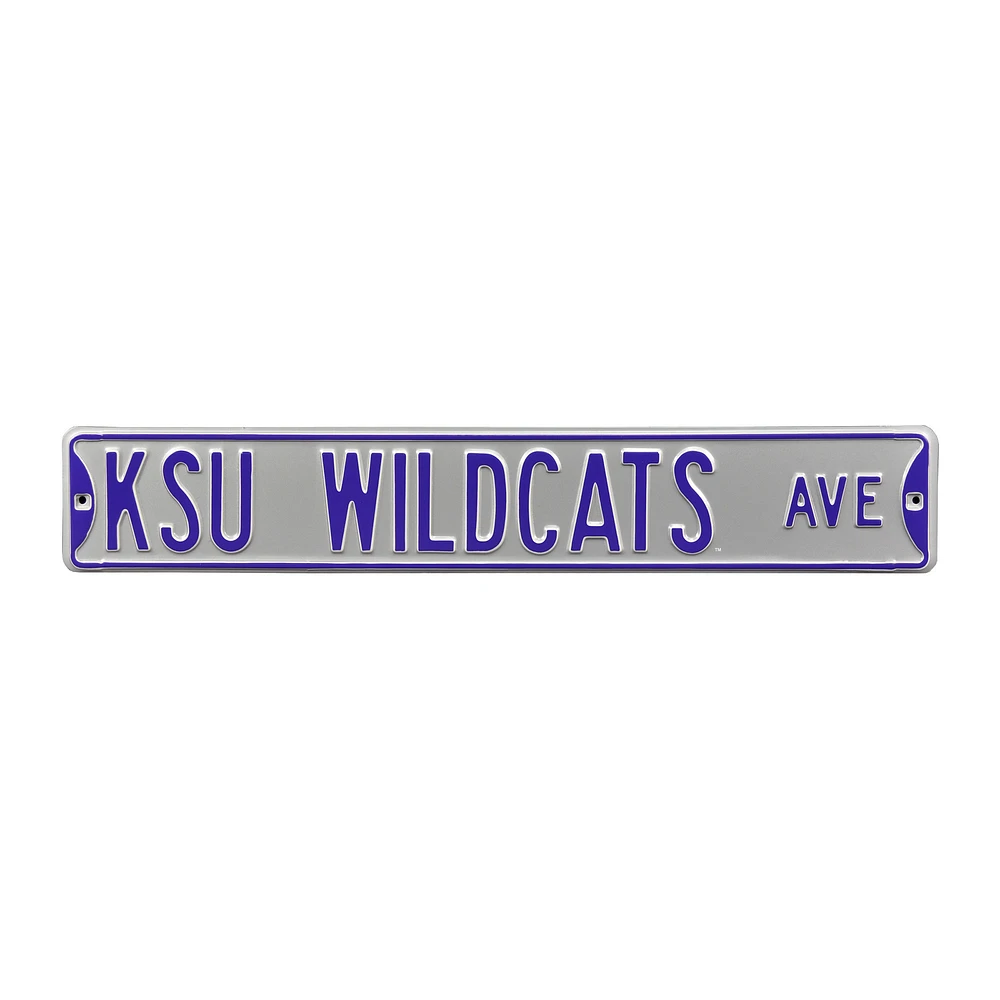 Silver Kansas State Wildcats 6" x 36" College Ave Team Street Sign