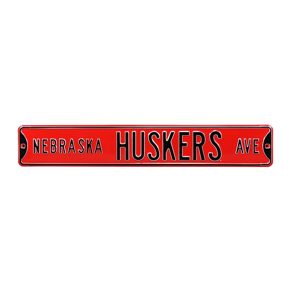 Scarlet Nebraska Huskers 6" x 36" College Ave Street Sign