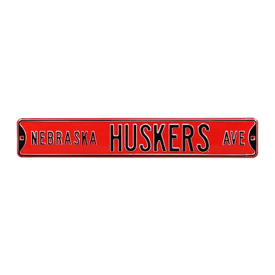 Scarlet Nebraska Huskers 6" x 36" College Ave Street Sign