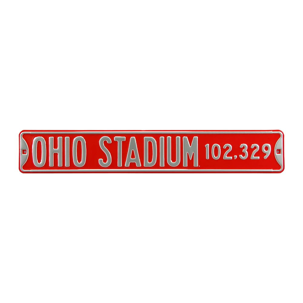 Scarlet Ohio State Buckeyes 6" x 36" College Ave Embossed Street Sign