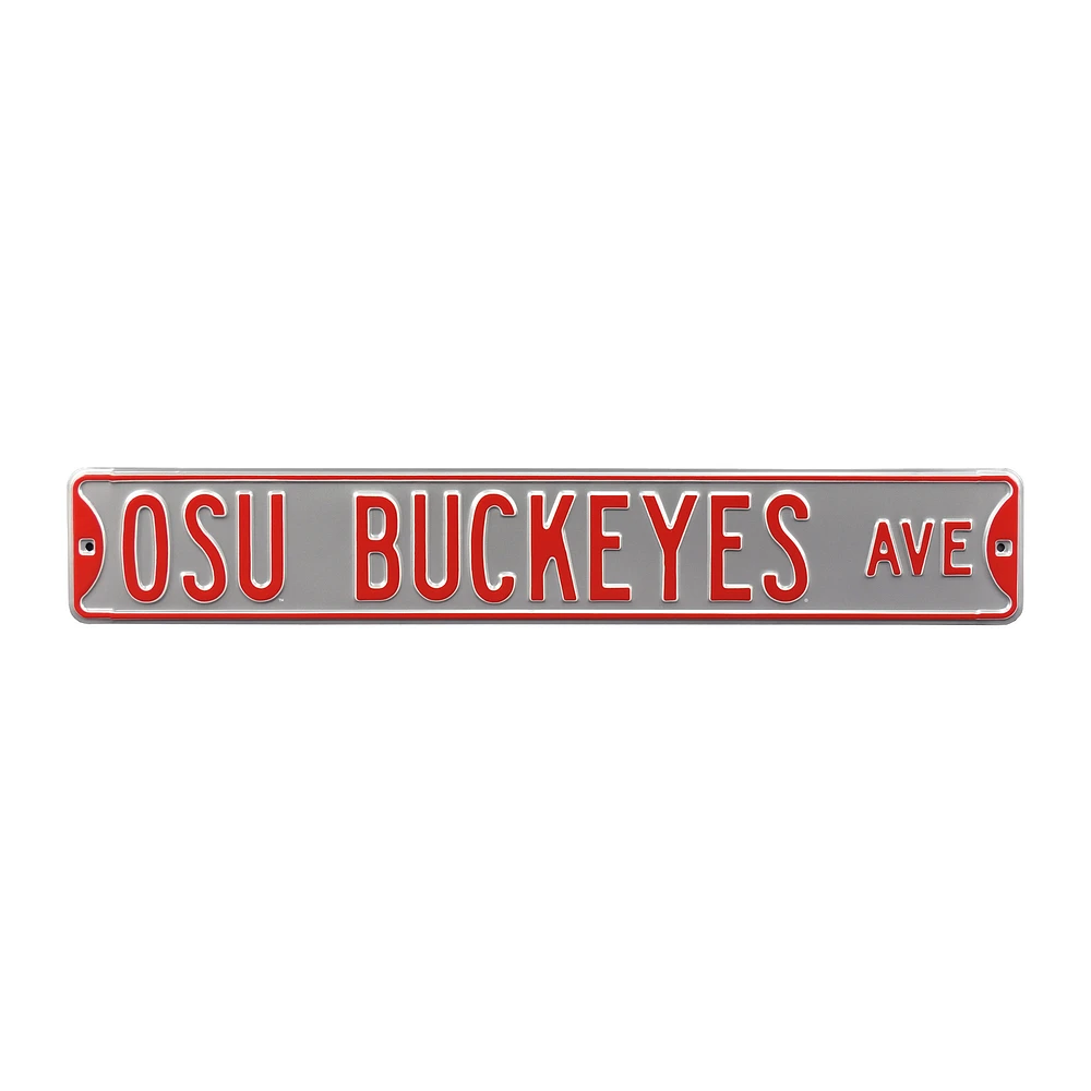 Silver Ohio State Buckeyes 6" x 36" College Ave Street Sign