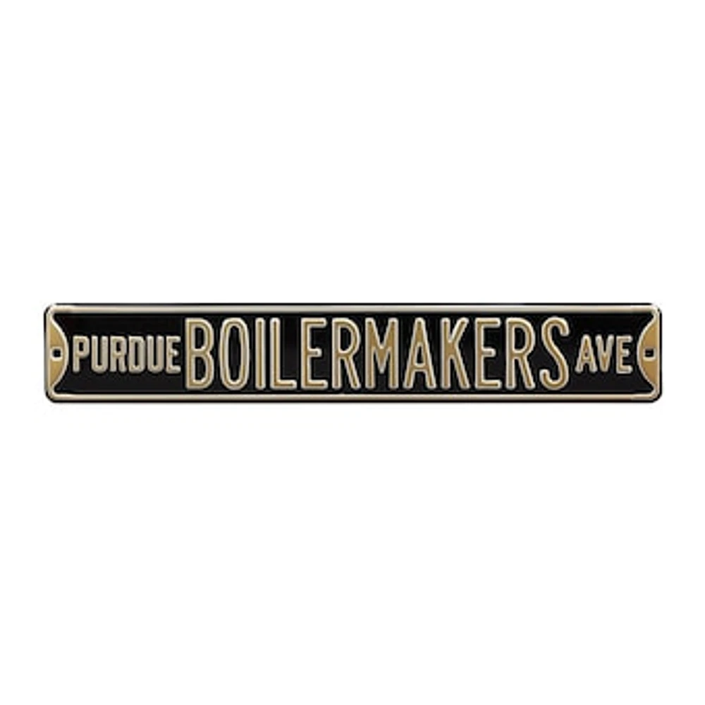 Black Purdue Boilermakers 6" x 36" College Ave Team Street Sign