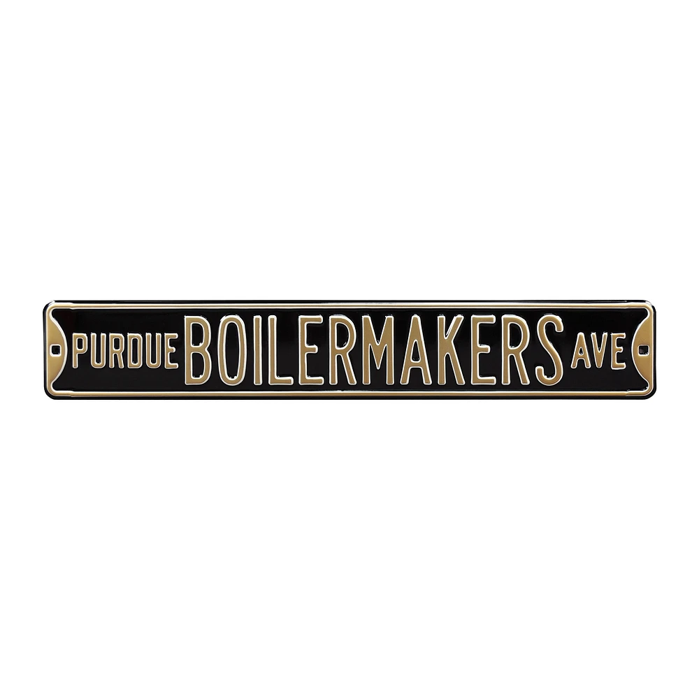 Black Purdue Boilermakers 6" x 36" College Ave Team Street Sign