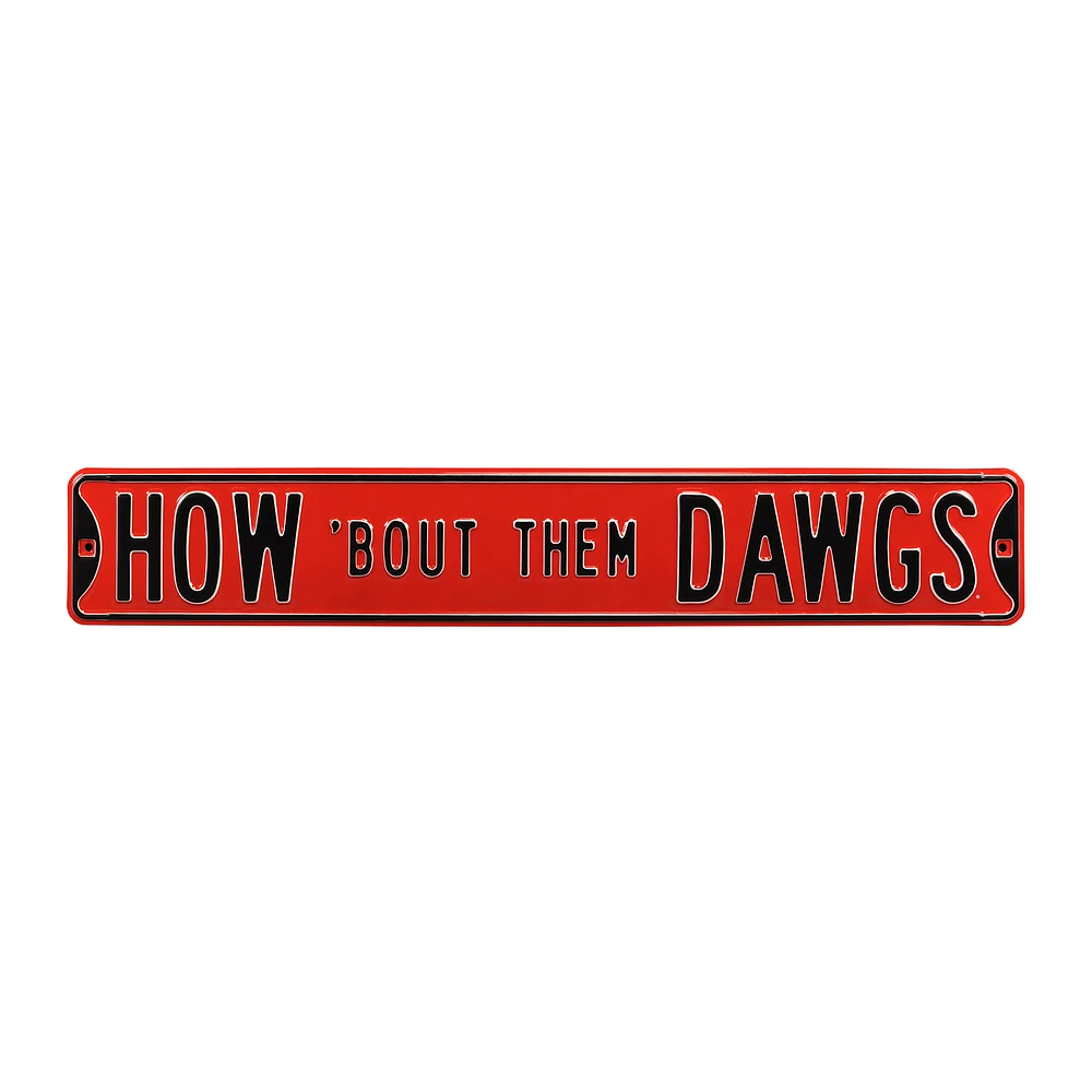 Red Georgia Bulldogs 6" x 36" College Ave Embossed Street Sign