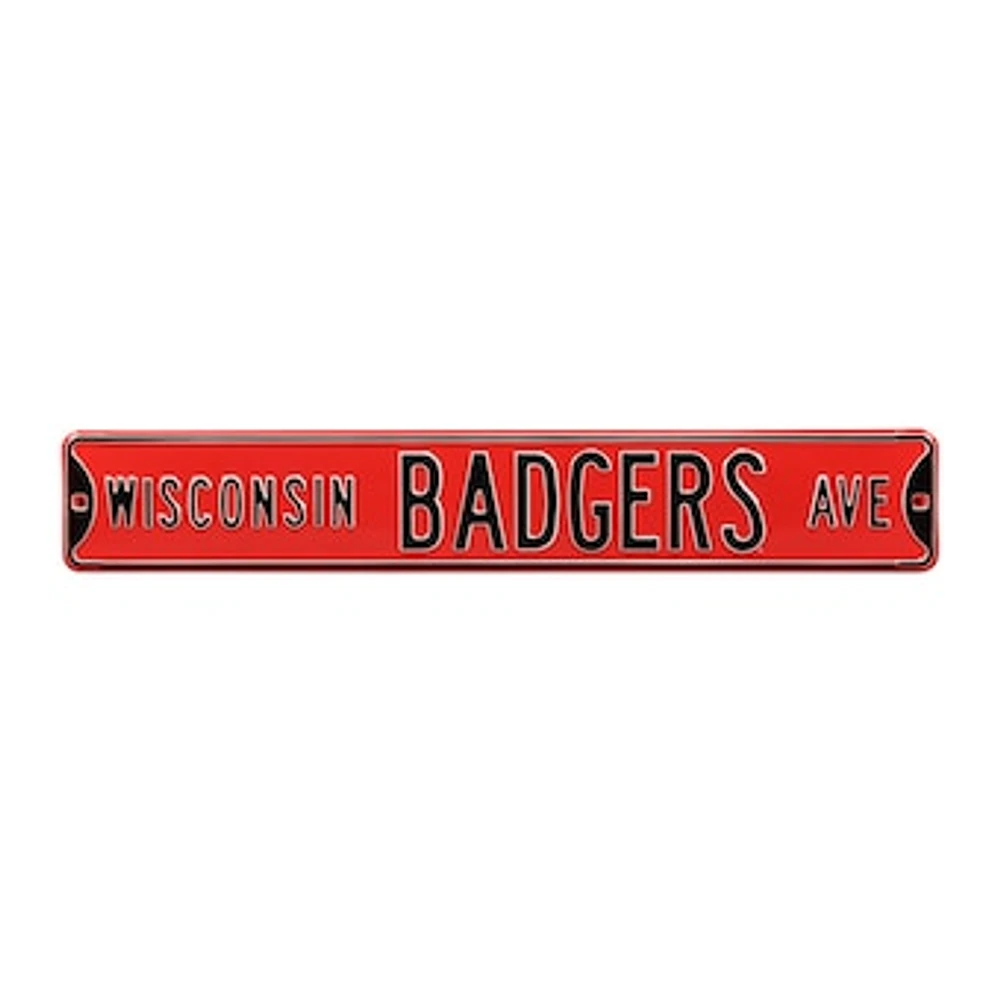 Red Wisconsin Badgers 6" x 36" College Ave Team Street Sign