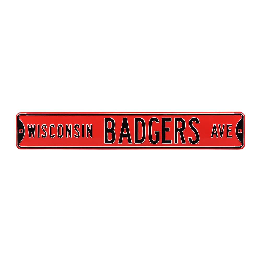 Red Wisconsin Badgers 6" x 36" College Ave Team Street Sign