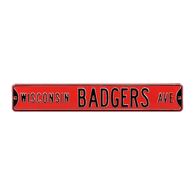 Red Wisconsin Badgers 6" x 36" College Ave Team Street Sign