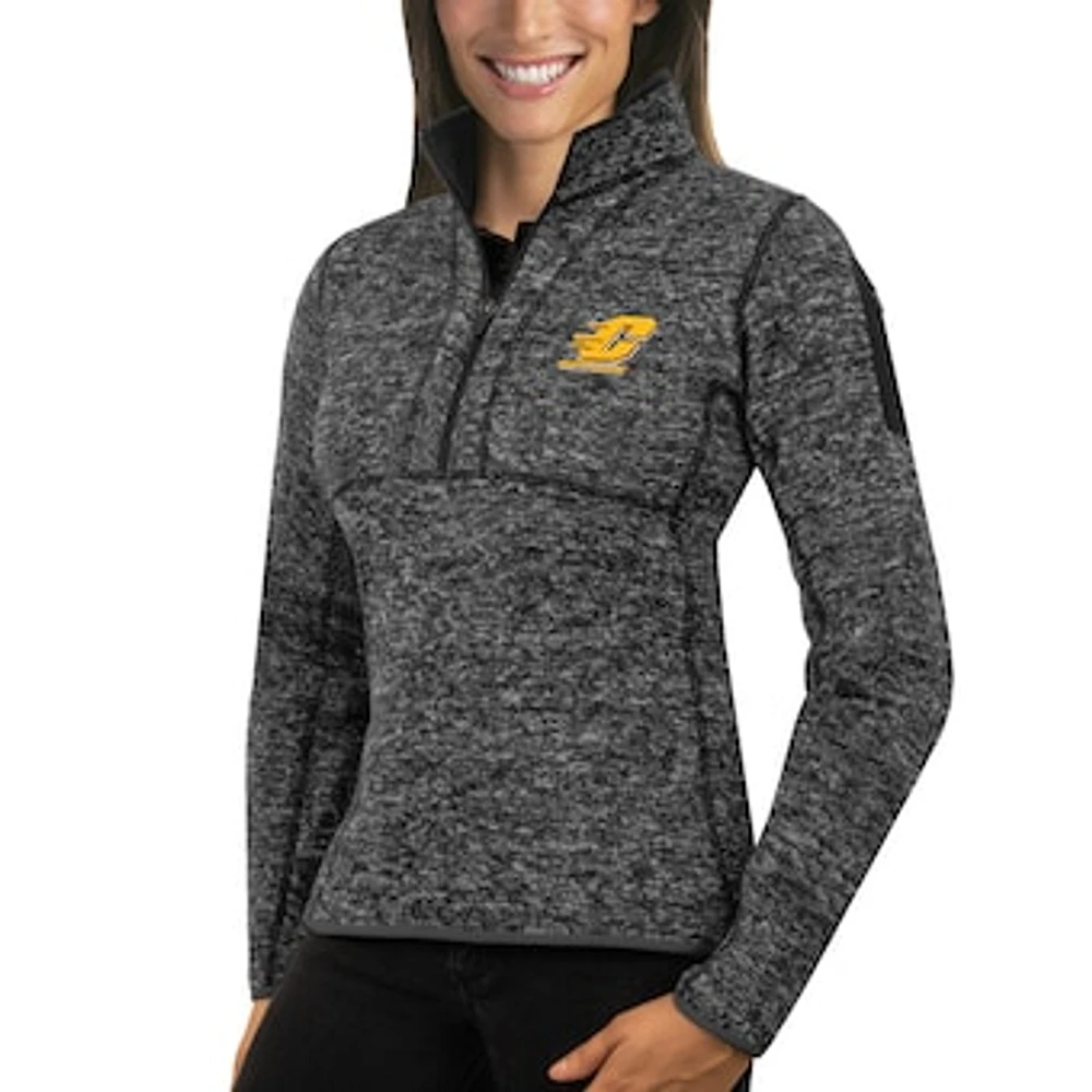 Women's Antigua Charcoal Central Michigan Chippewas Fortune 1/2-Zip Pullover Sweater