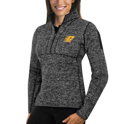 Women's Antigua Charcoal Central Michigan Chippewas Fortune 1/2-Zip Pullover Sweater