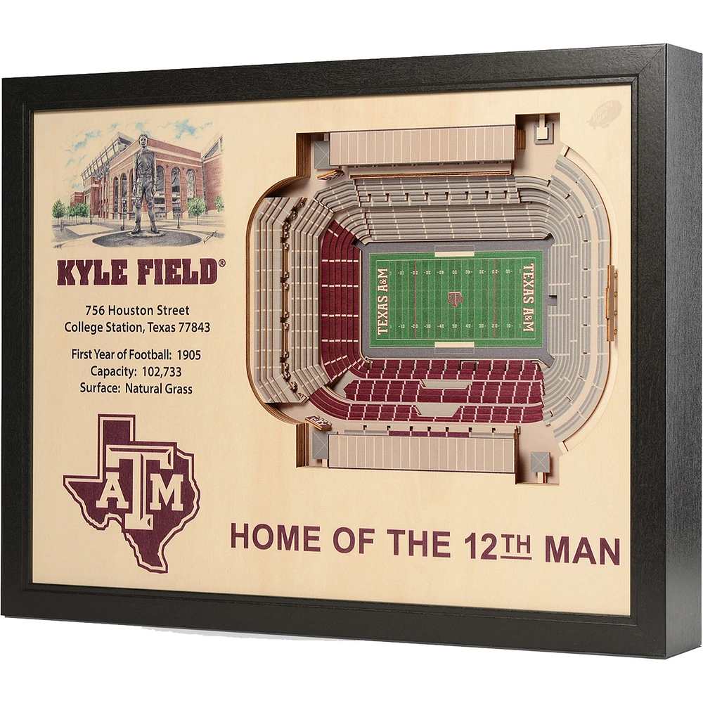 Texas A&M Aggies 25.5" x 19.5" Kyle Field Stadium Views Wall Art