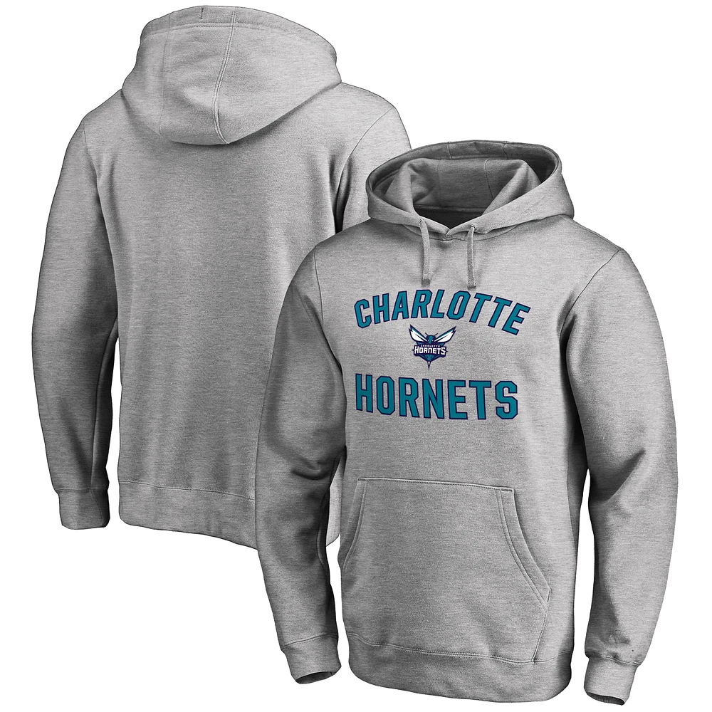 Men's Ash Charlotte Hornets Victory Arch Pullover Hoodie