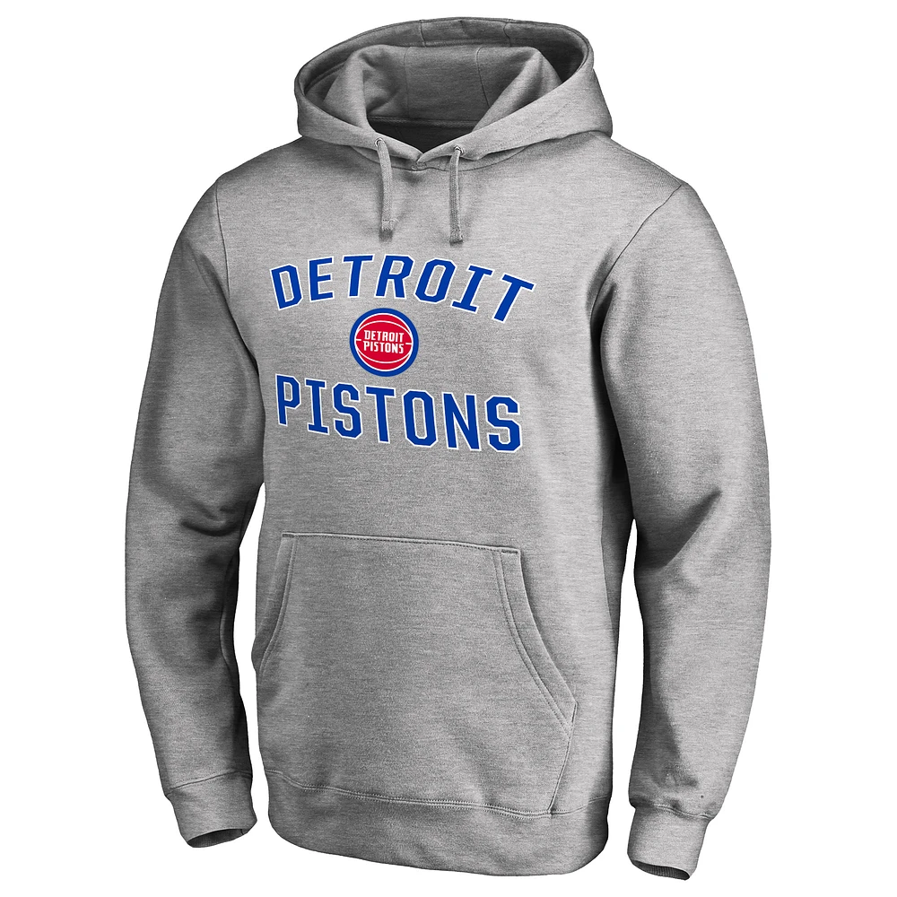Men's Ash Detroit Pistons Victory Arch Pullover Hoodie