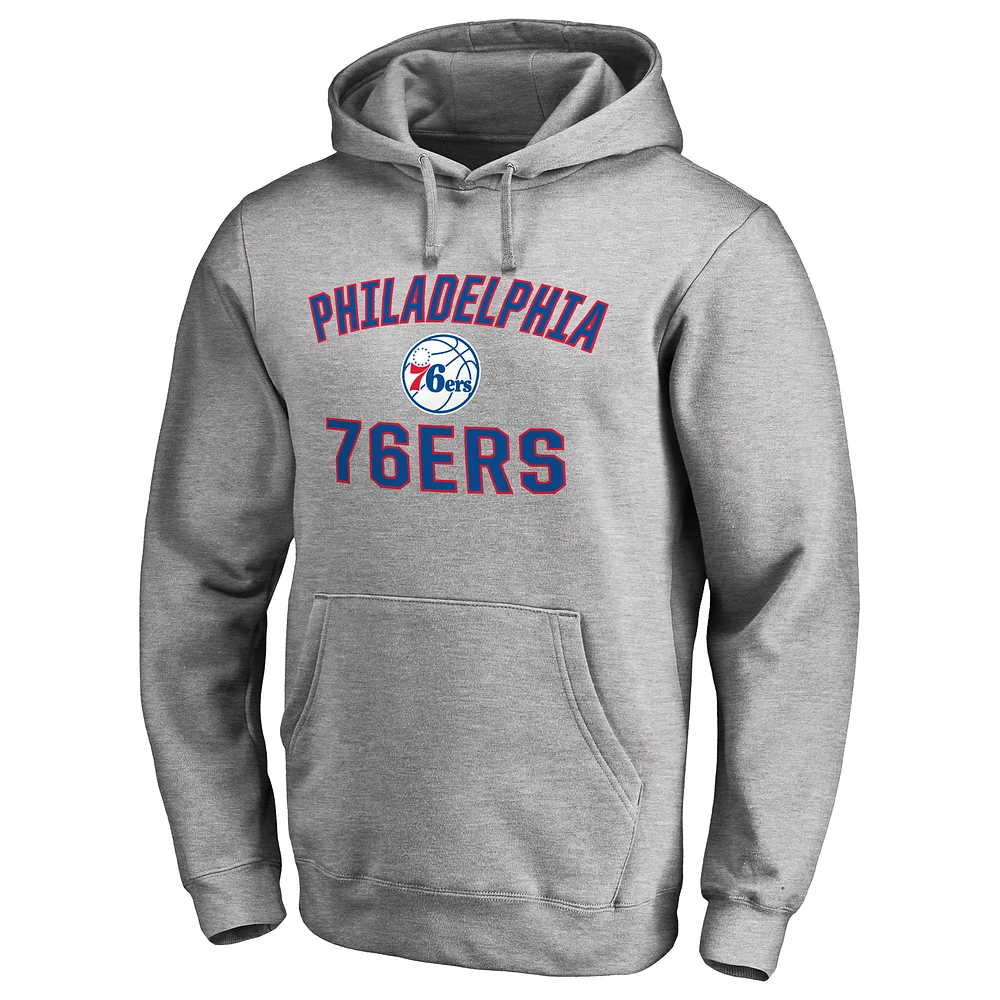 Men's Ash Philadelphia 76ers Victory Arch Pullover Hoodie