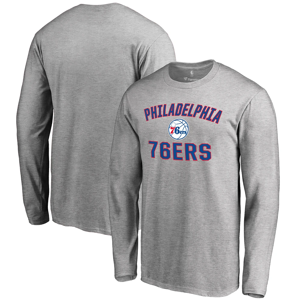 Men's Ash Philadelphia 76ers Victory Arch Long Sleeve T-Shirt