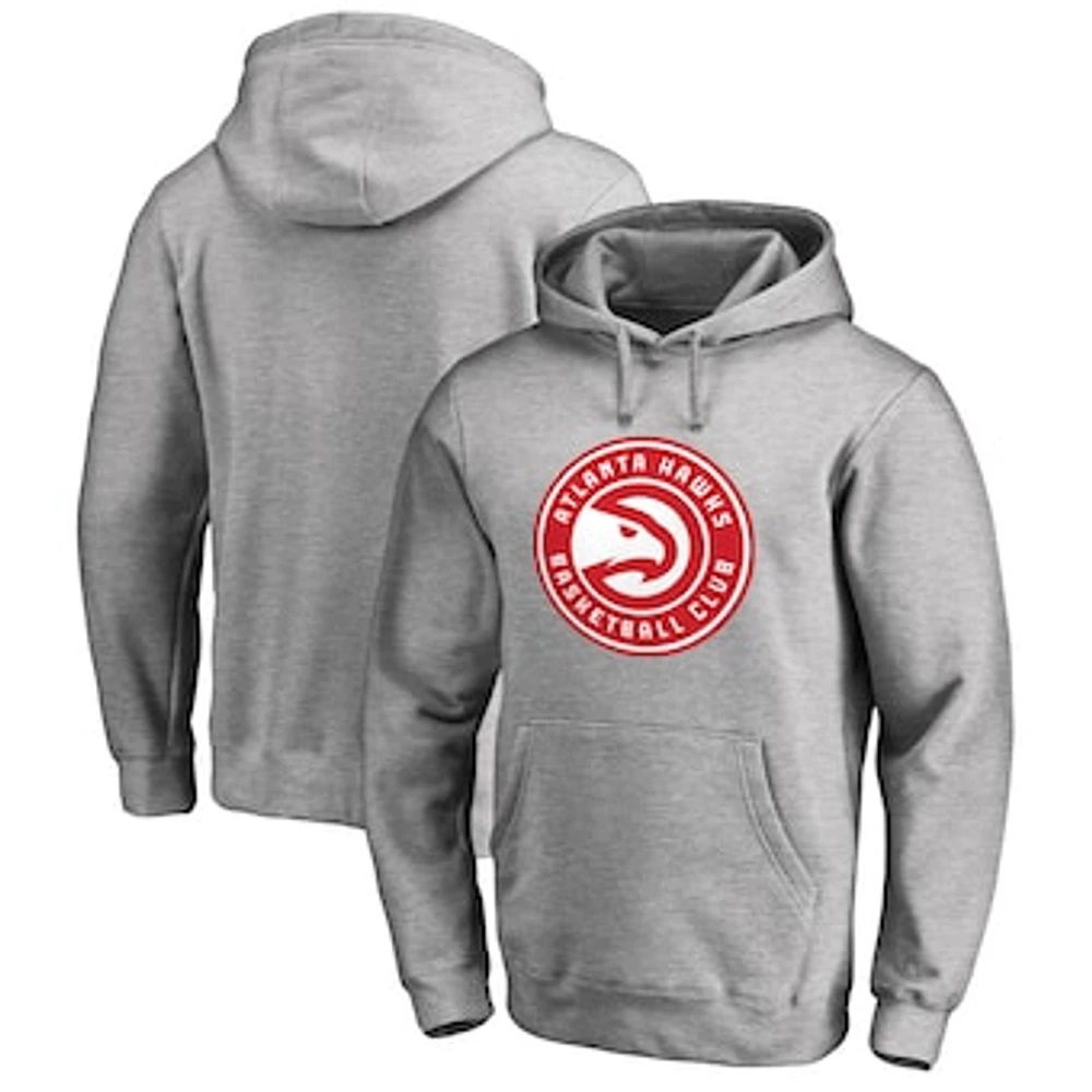 Men's Heather Gray Atlanta Hawks Primary Logo Pullover Hoodie