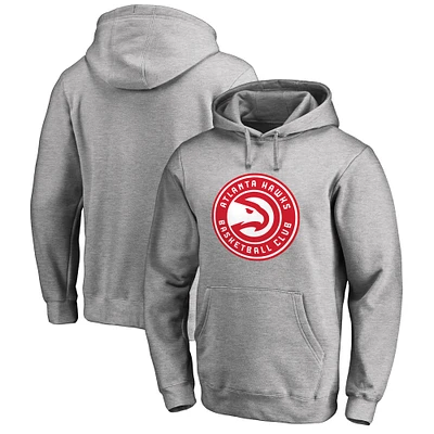 Men's Heather Gray Atlanta Hawks Primary Logo Pullover Hoodie